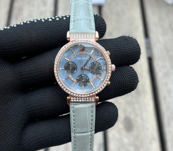 Swarovsk i Chronograph Women s Grey Leather