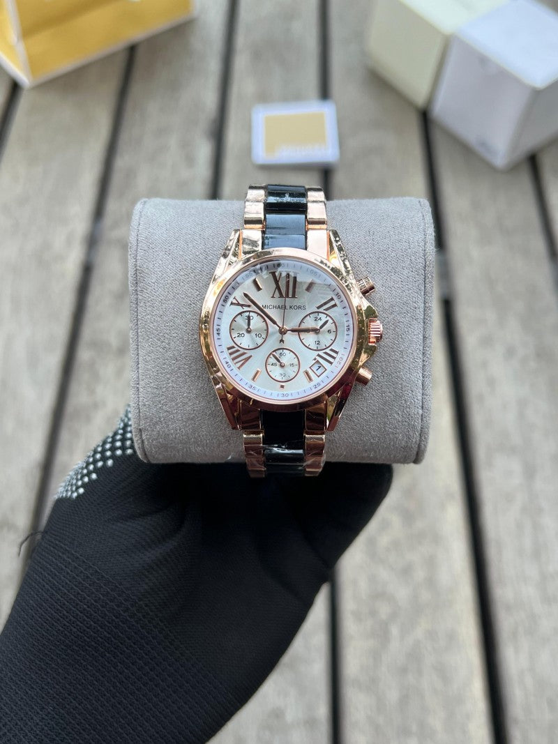 Michael Kor s Black Rose gold Two tone White Dial Main image