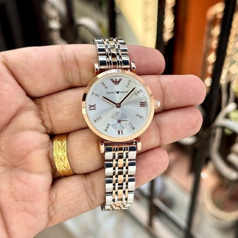 Emporio Arman i Women s Chrono Two Tone White Dial