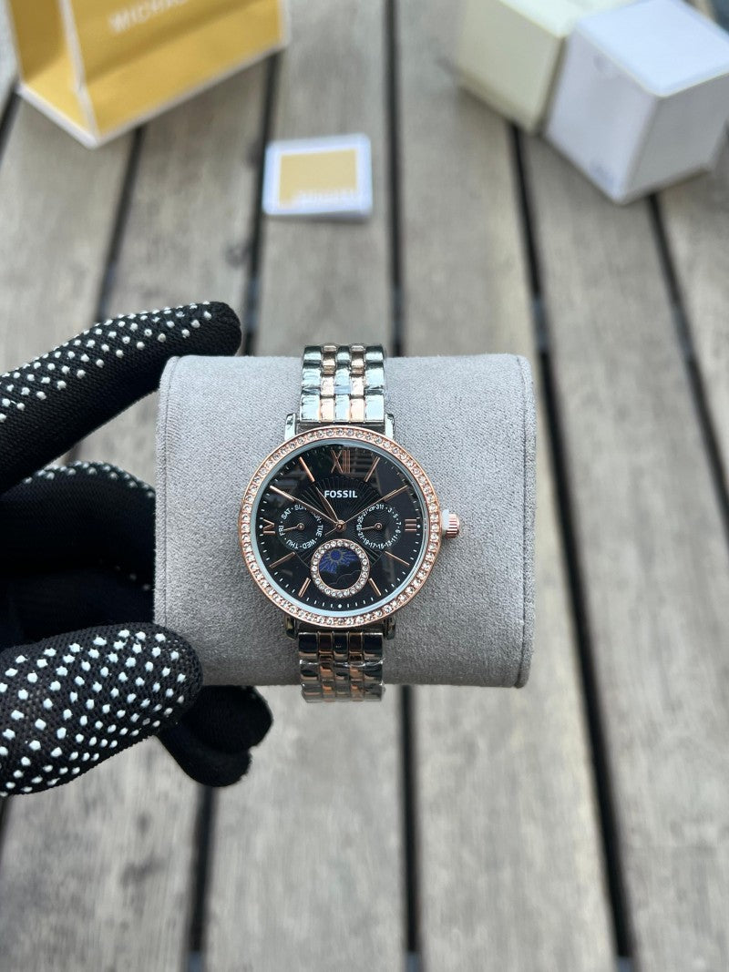 Fossi l Chronograph Dual tone Black Dial