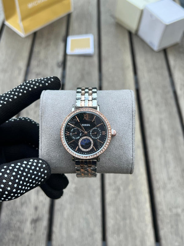 Fossi l Chronograph Dual tone Black Dial