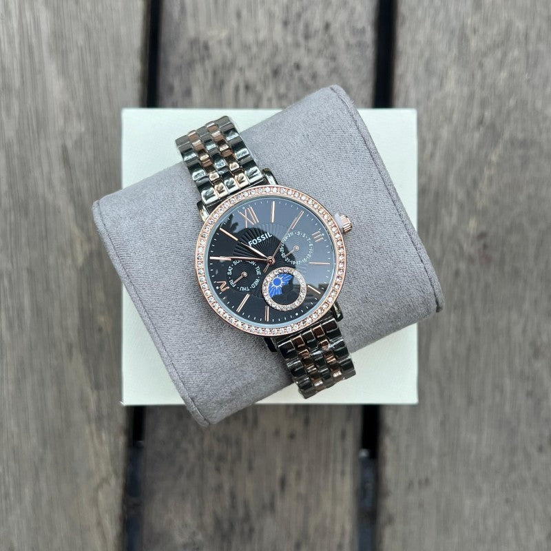 Fossi l Chronograph Dual tone Black Dial