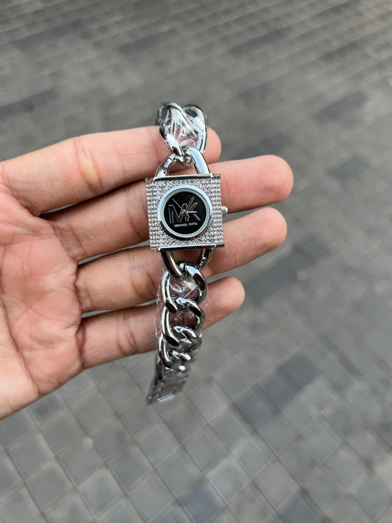 Michael Kor s Chain Lock Silver Black Women s Main image