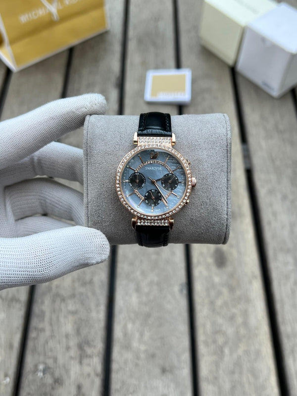 Swarovsk i Chronograph Women s Black Leather
