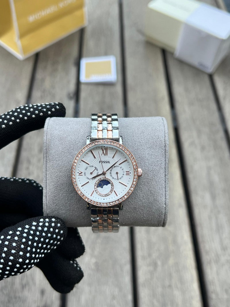 Fossi l Chronograph Dual tone White Dial