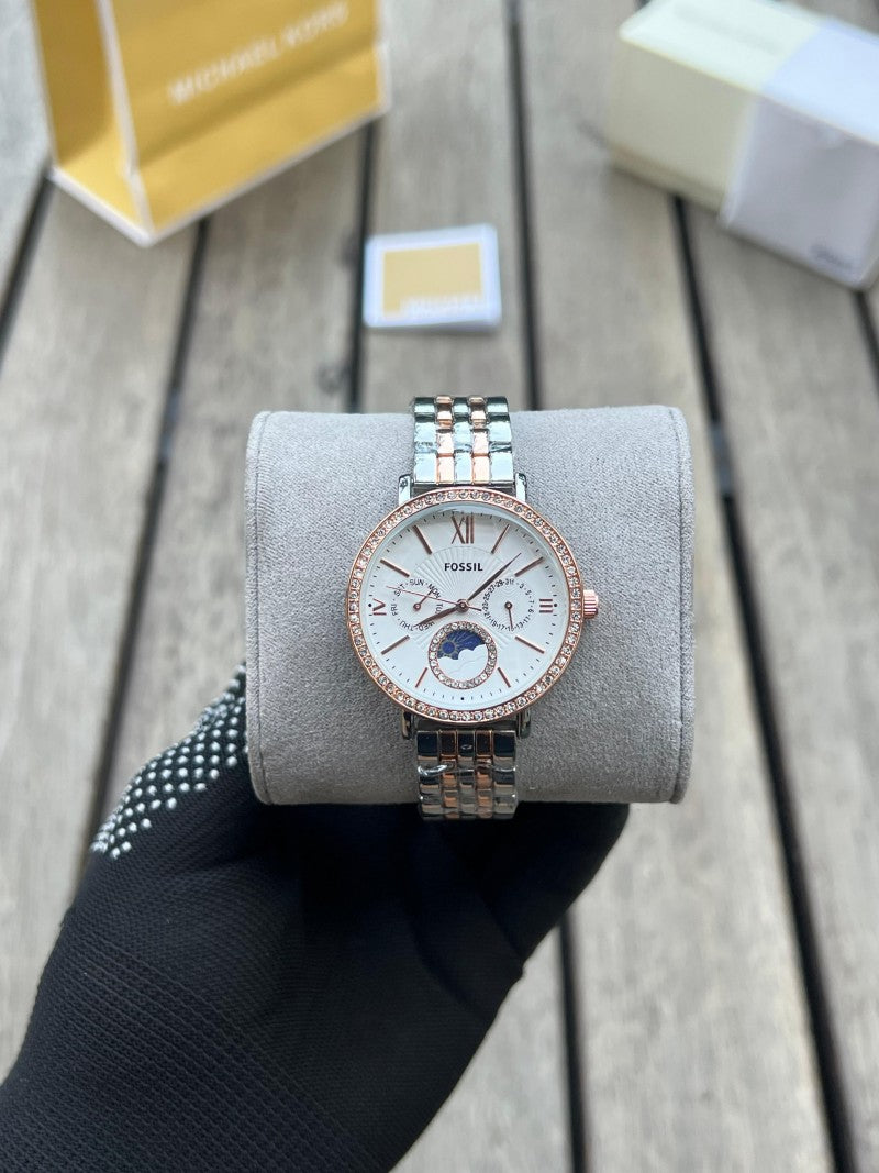 Fossi l Chronograph Dual tone White Dial