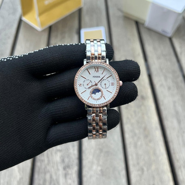 Fossi l Chronograph Dual tone White Dial
