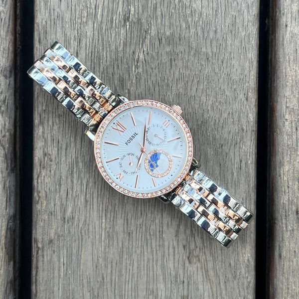 Fossi l Chronograph Dual tone White Dial