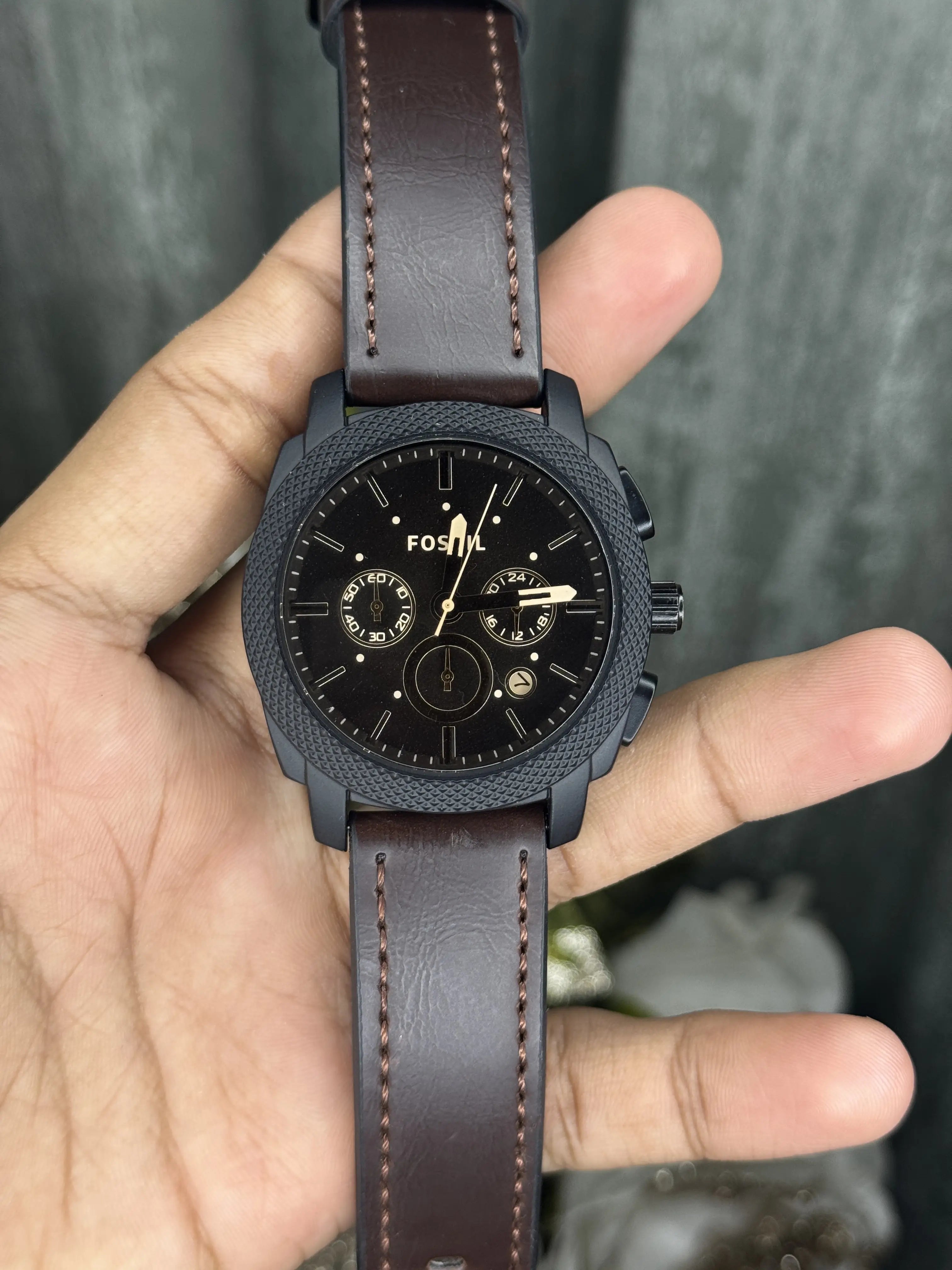 Fossi l Machine Chronograph Gunmetal Brown Premium Watch Main image