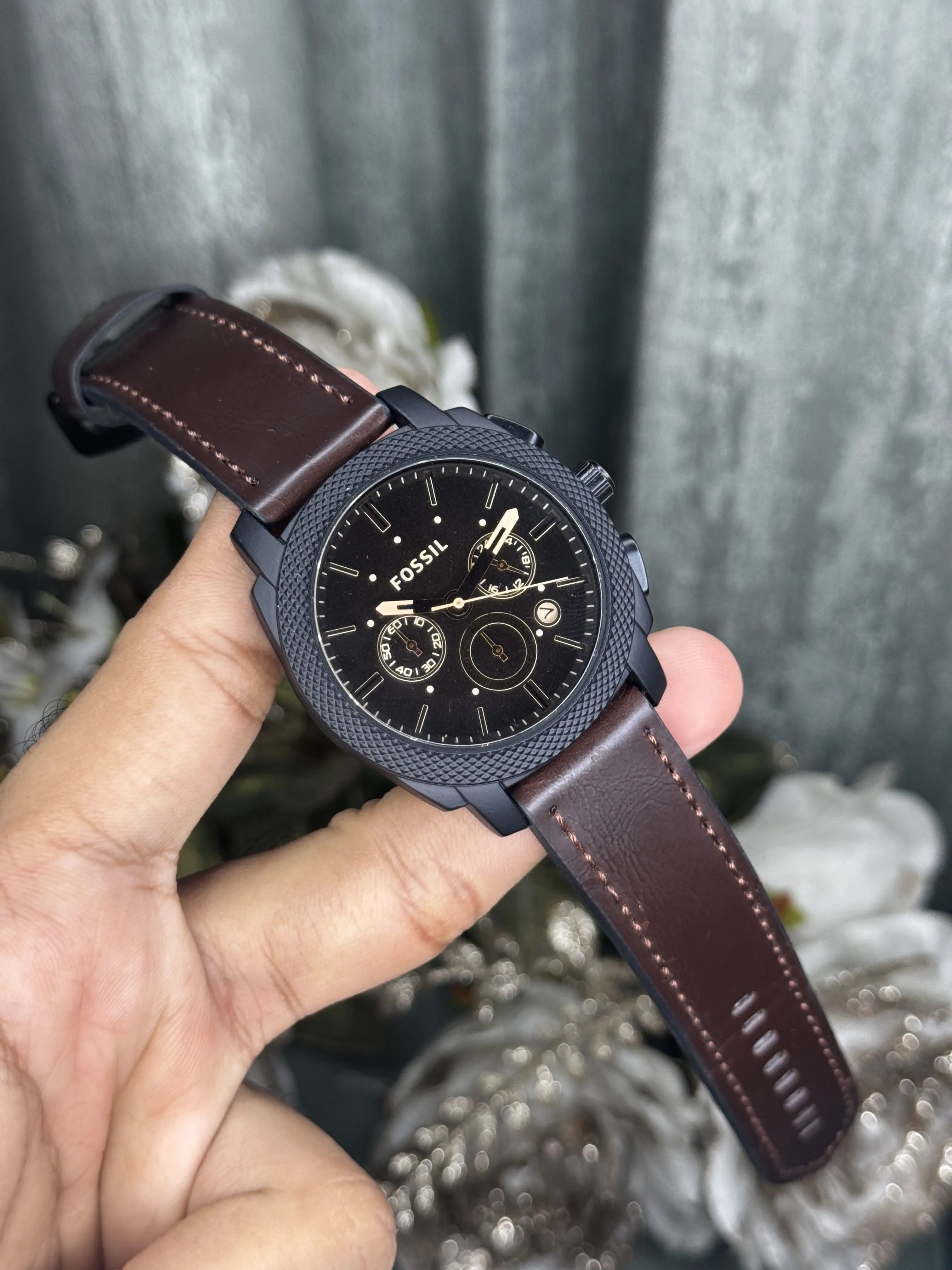 Fossi l Machine Chronograph Gunmetal Brown Premium Watch Secondary image