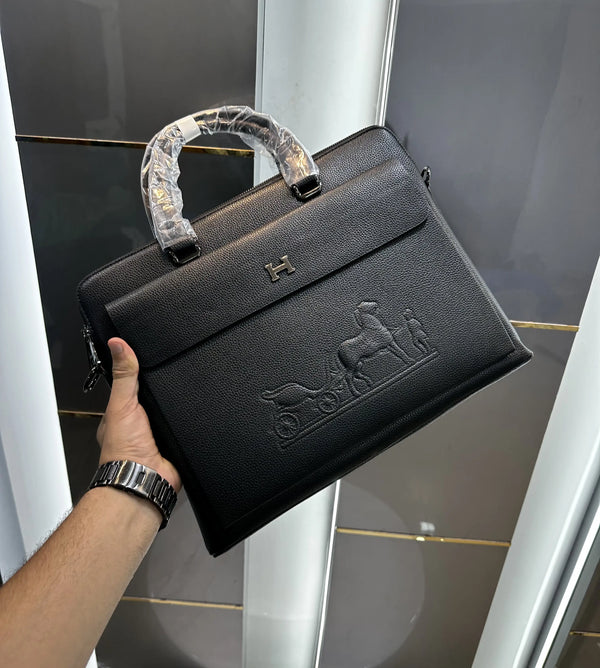 Herme s Black Luxury Premium Imported Laptop Bag