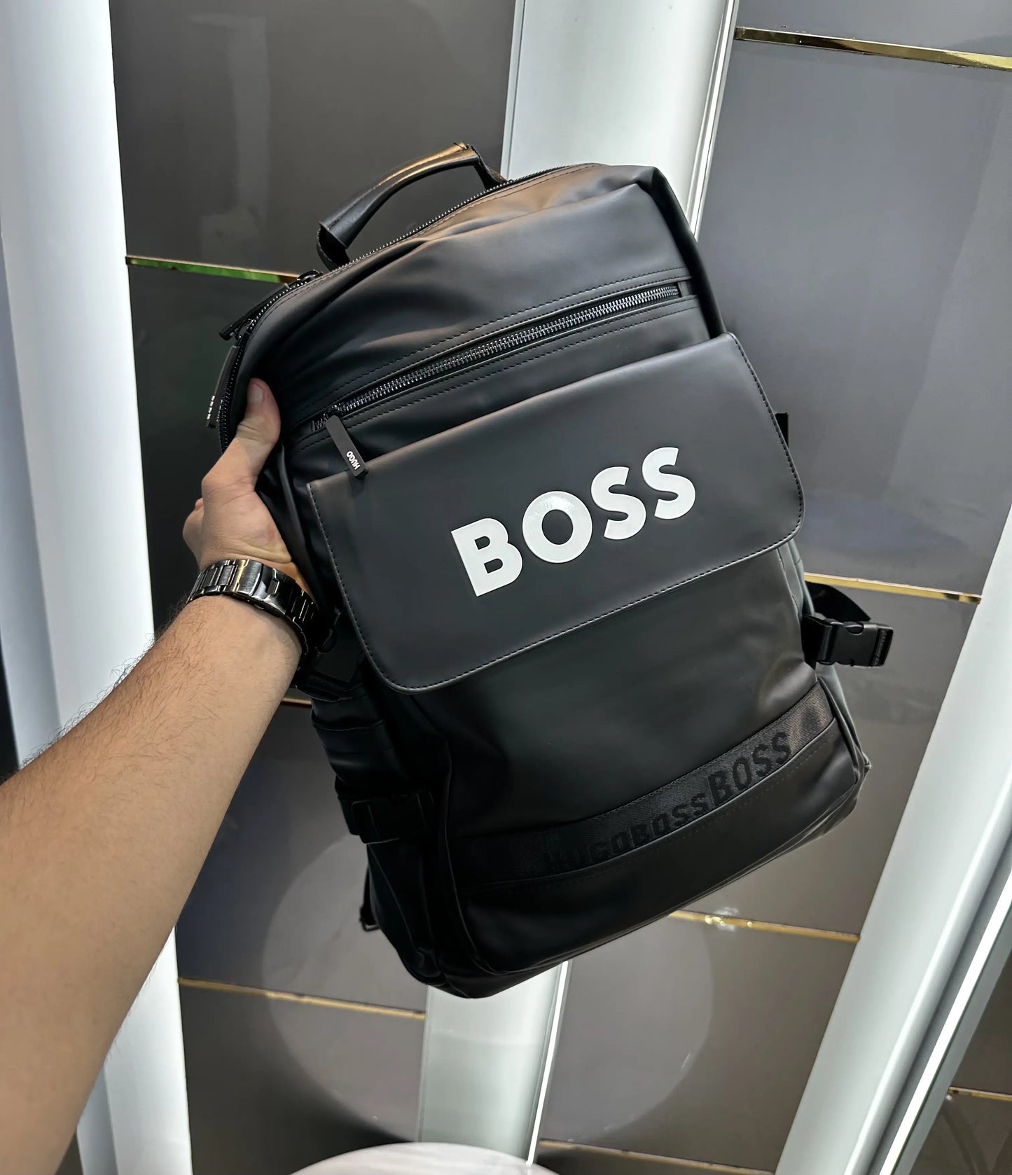 Hugo Bos s Black White Luxury Imported BackPack Bs5020