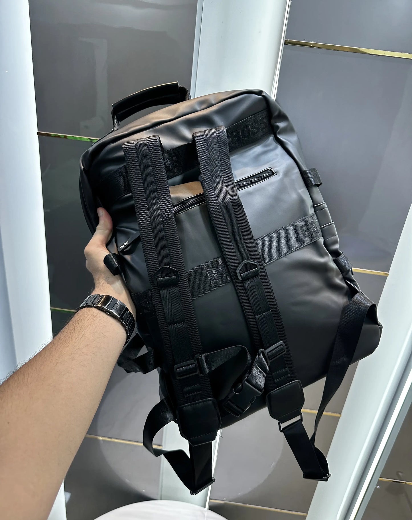 Hugo Bos s Black White Luxury Imported BackPack Bs5020