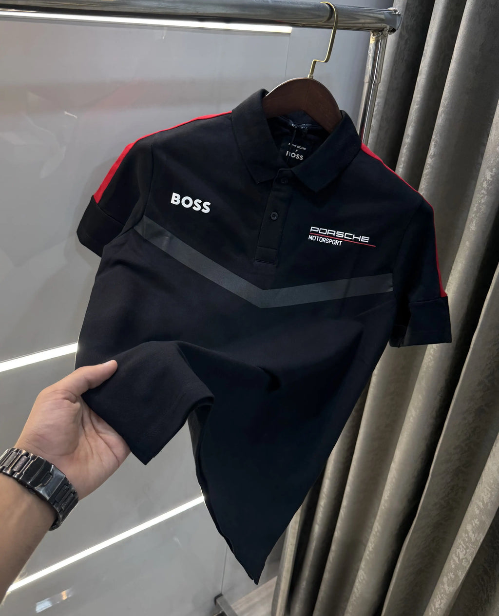 Hug o Bos s Black Porsche Edition Premium Polo T-shirt
