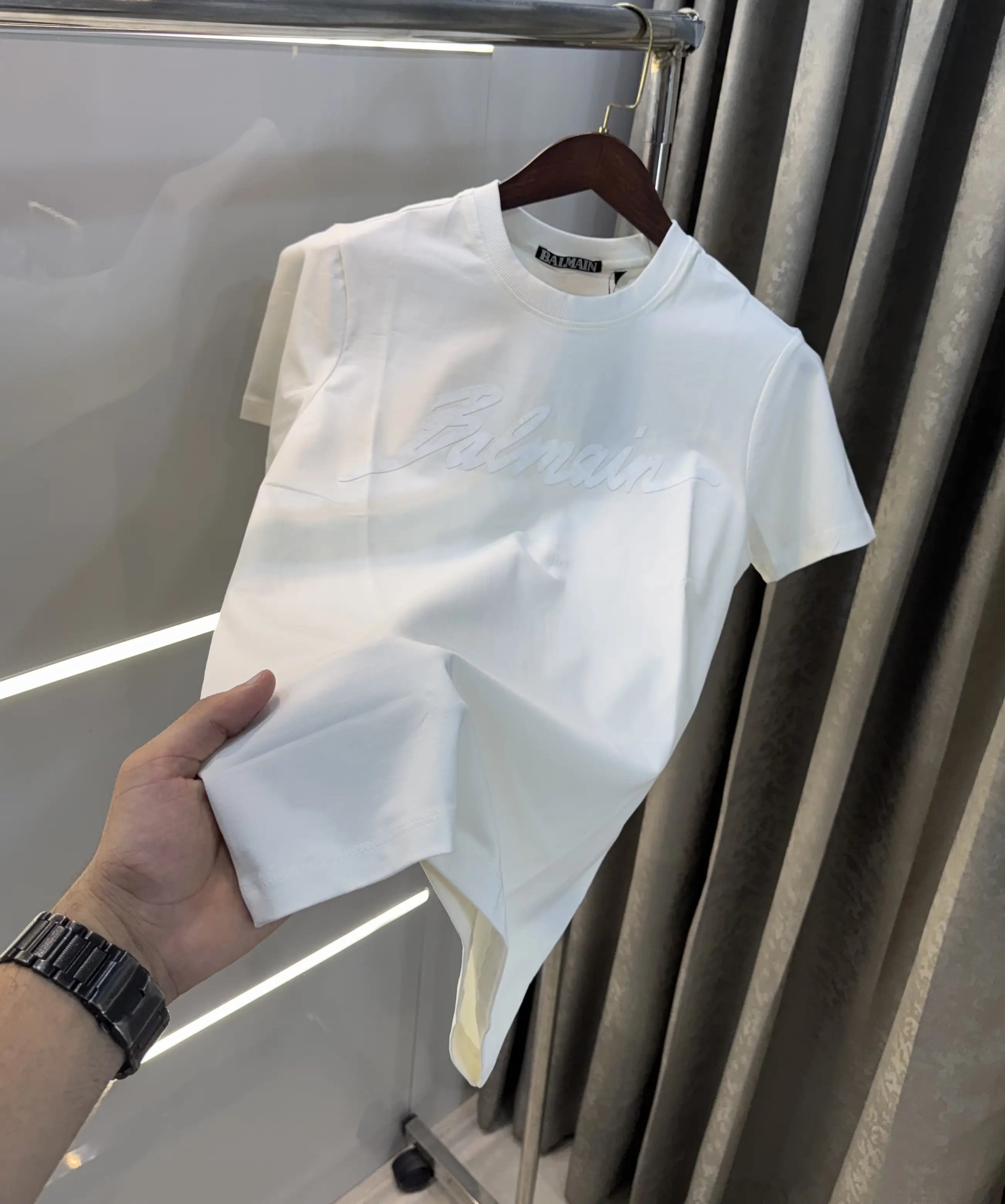 Balmain Paris White Logo Work Premium T-Shirt
