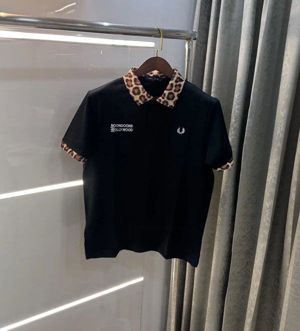 Fredperry Black Embroidery Logo Premium Polo T-Shirt