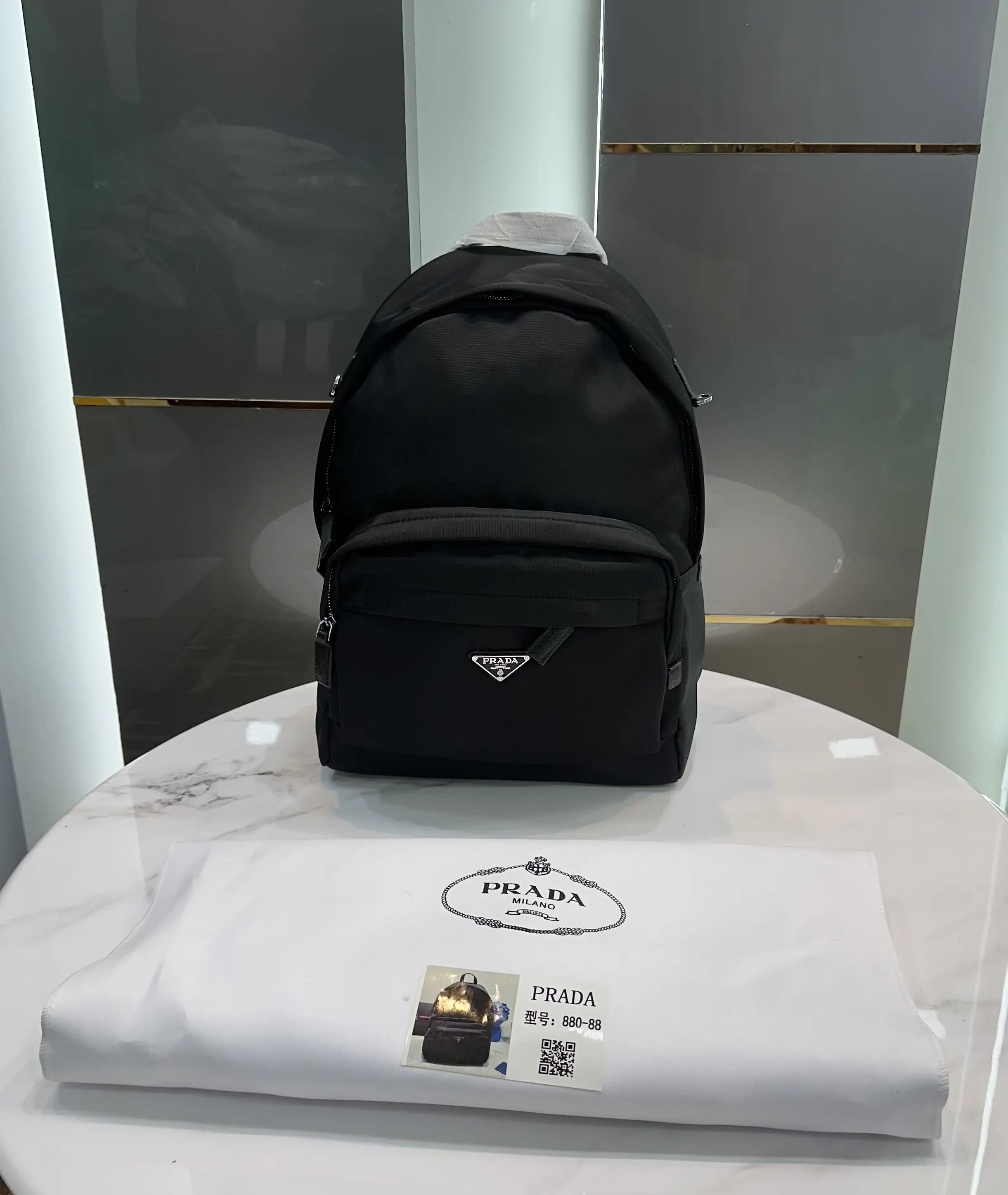 Prad a Black Re-Nylon Luxury Imported BackPack