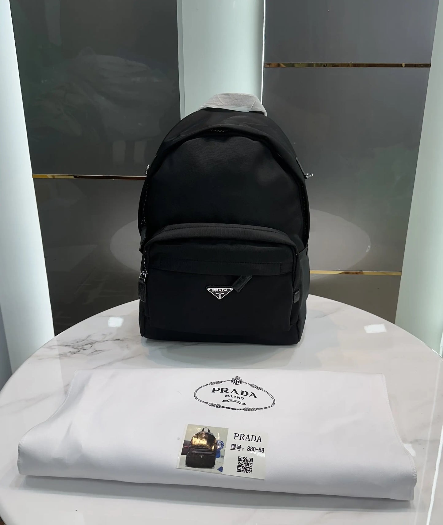 Prad a Black Re-Nylon Luxury Imported BackPack