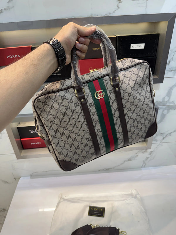 Gucci Monogram Luxury Laptop+Travel Bag Beige g298