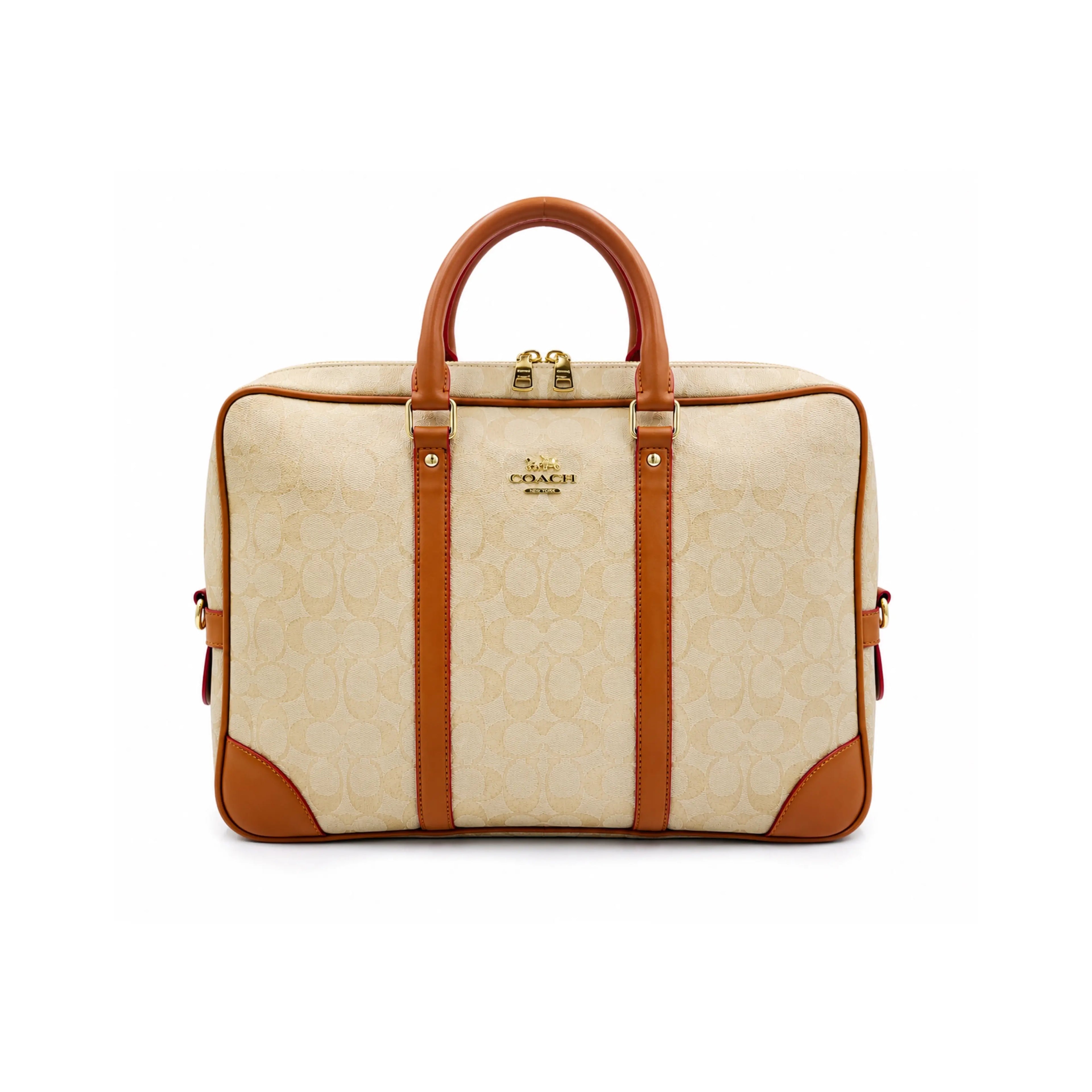 Coac h Monogram Luxury Laptop+Travel Bag Apricot Brown c378