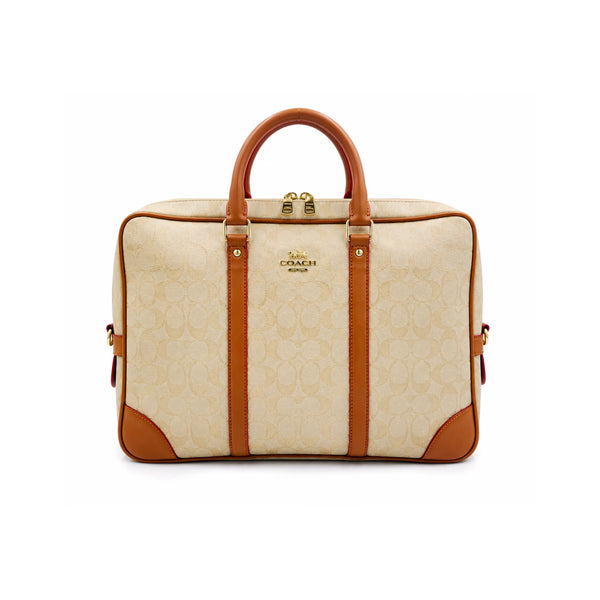 Coac h Monogram Luxury Laptop+Travel Bag Apricot Brown c378
