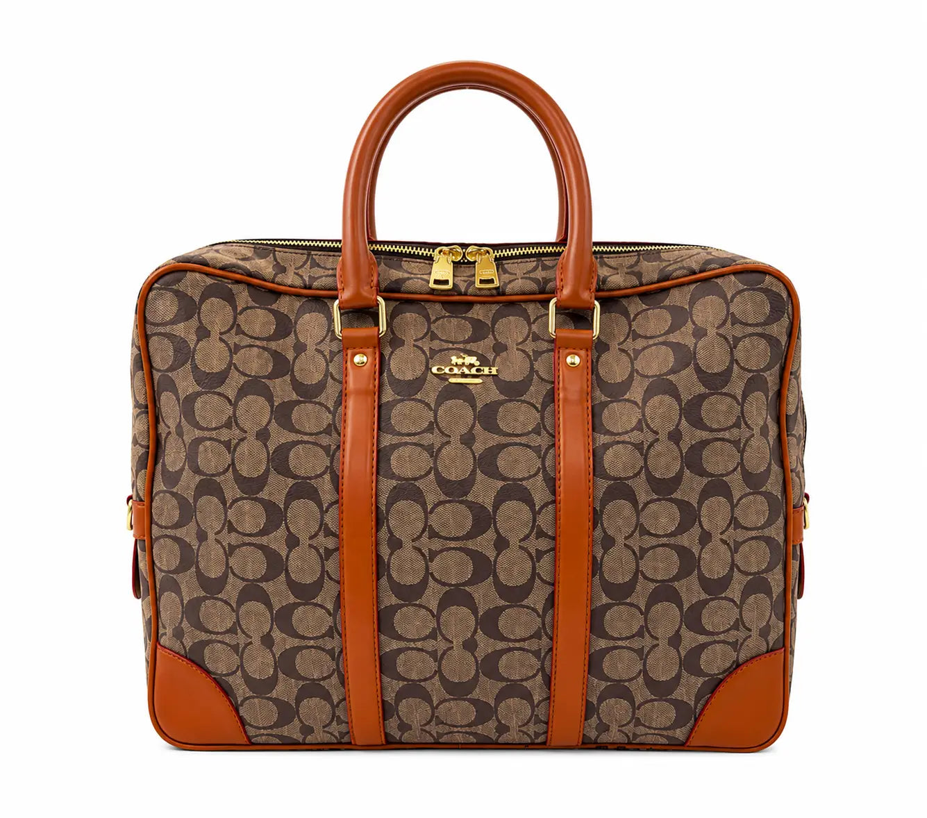 Coac h Monogram Luxury Laptop+Travel Bag Beige Brown c379
