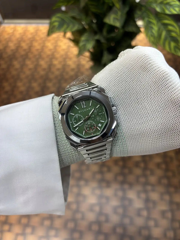 Bvlgari Octo Finissimo chronograph silver-Green