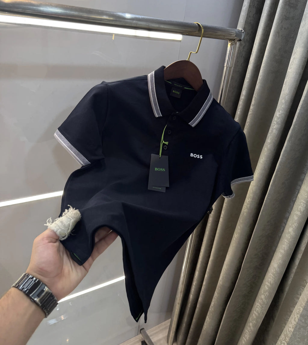 Hug o Boss Navy Blue Logo Work Premium Polo T-shirt