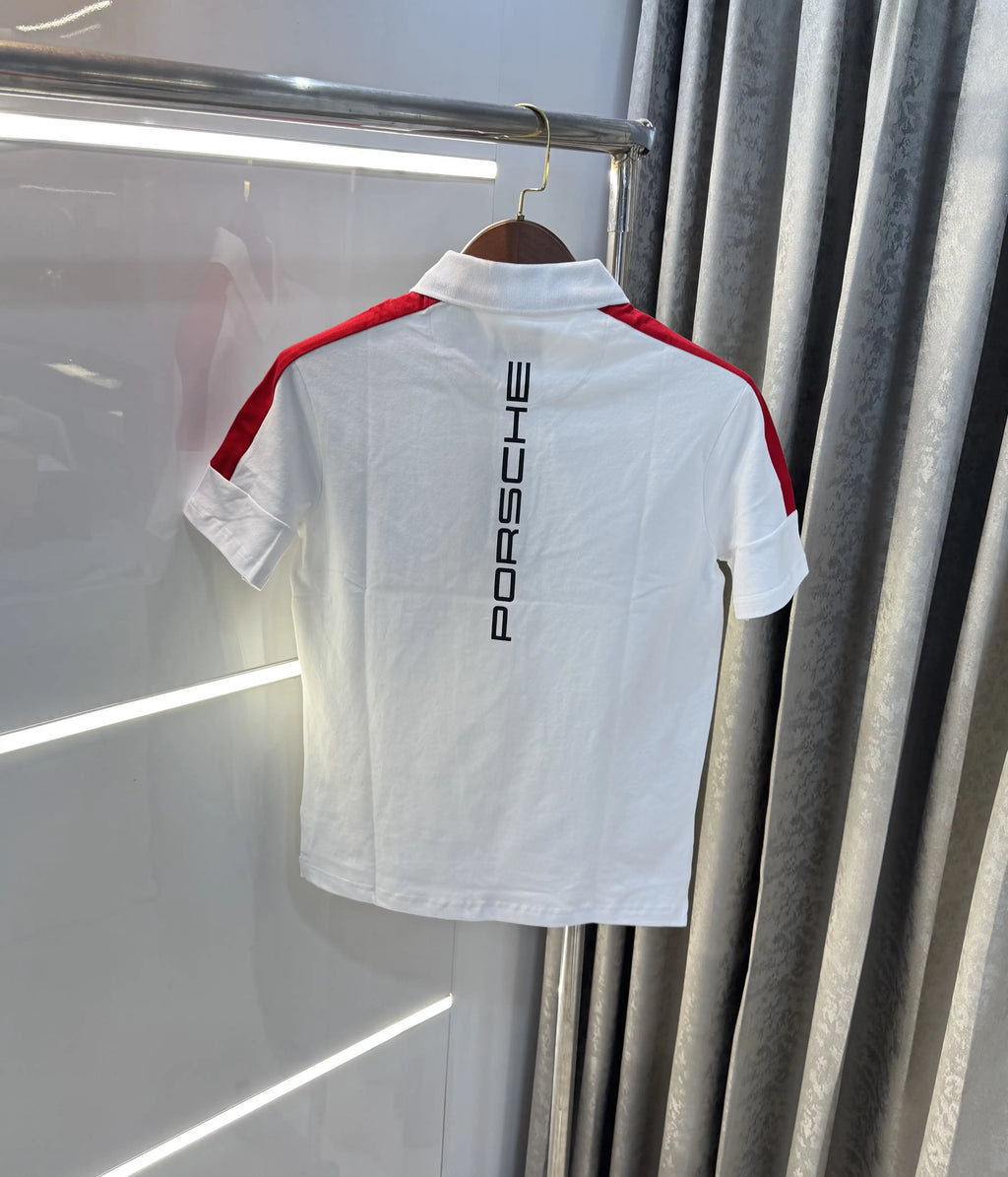  Hug o Bos s White Porsche Edition Premium Polo T-shirt