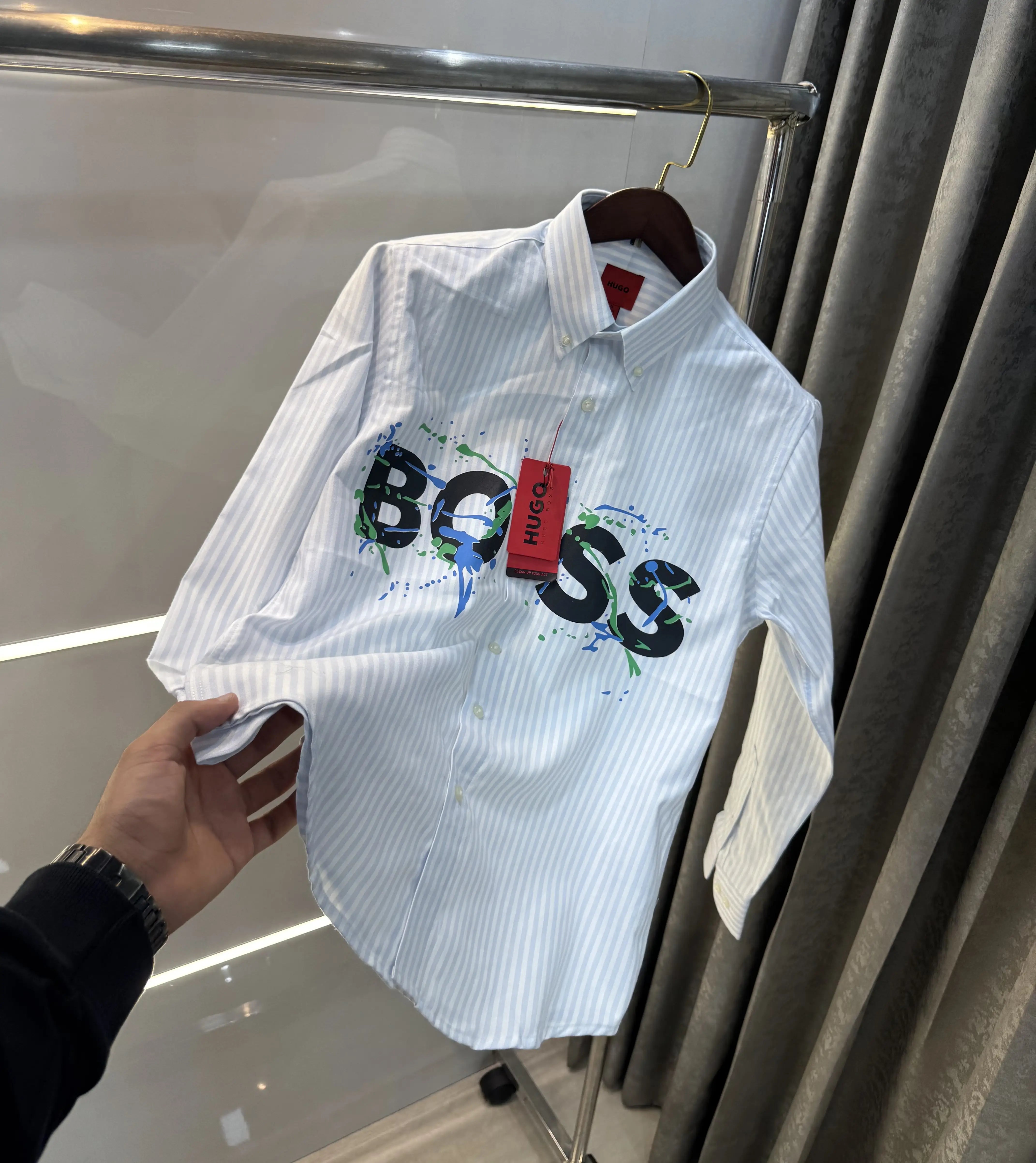 Hugo Boss Sky Blue Logo Work Premium Shirt Main image