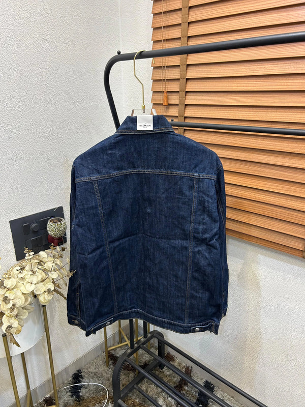 Balmai_n Turkey Imported Very Premium Highly Detailed Denim Dark Blue Black Logo Patched Jacket (DN 560)