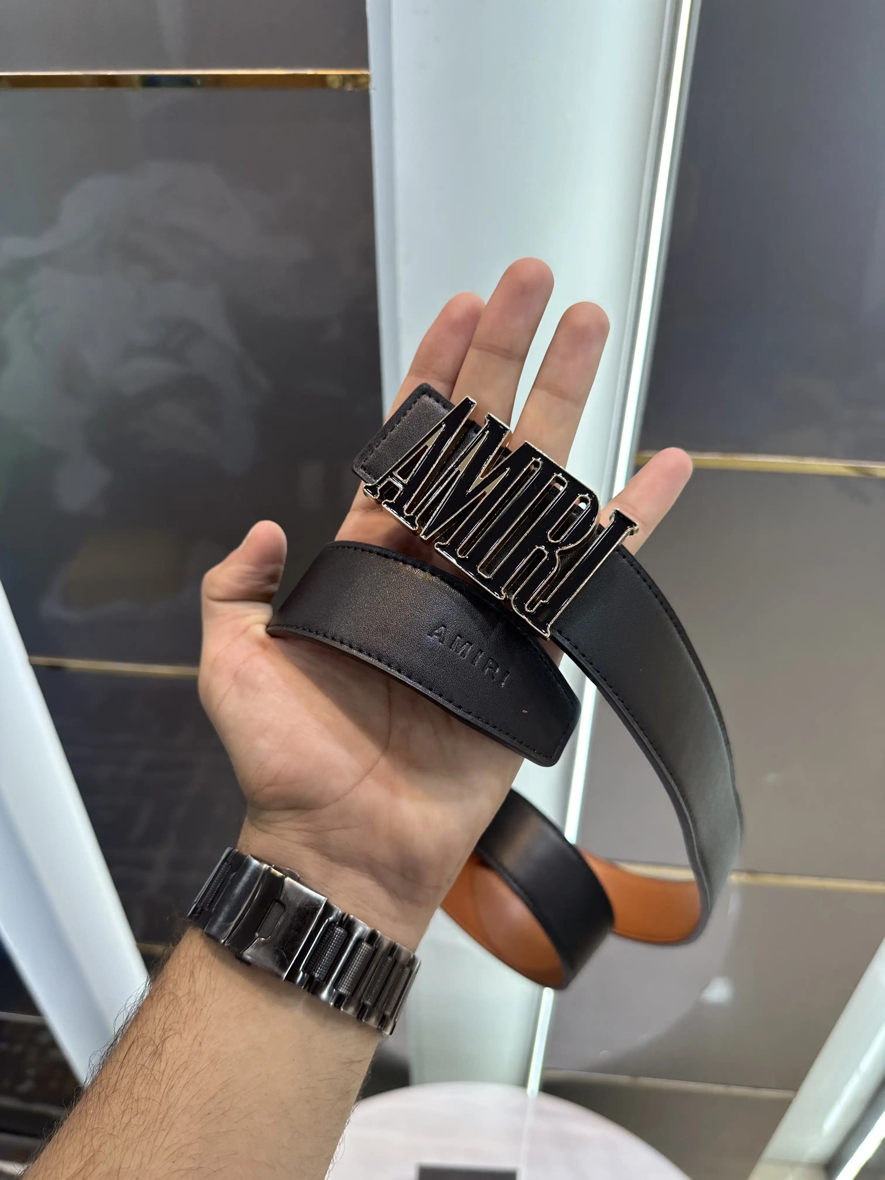 Amiri Gold Black Premium Imported Belt am515