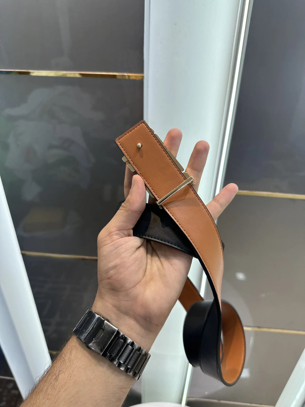 Amiri Gold Black Premium Imported Belt am515