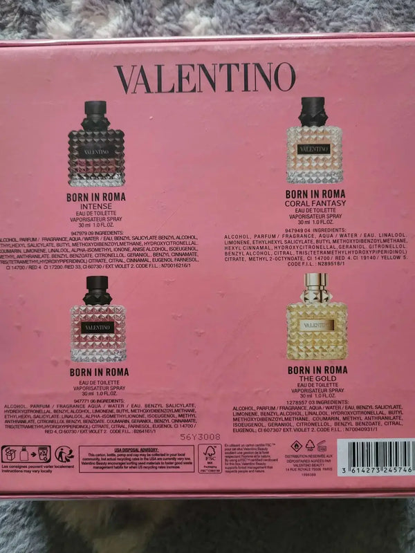 2025 Valentino Donna Born In Roma Miniature Gift Set 4x30ml (Intense, Coral Fantasy, Classic, The Gold) - For Women