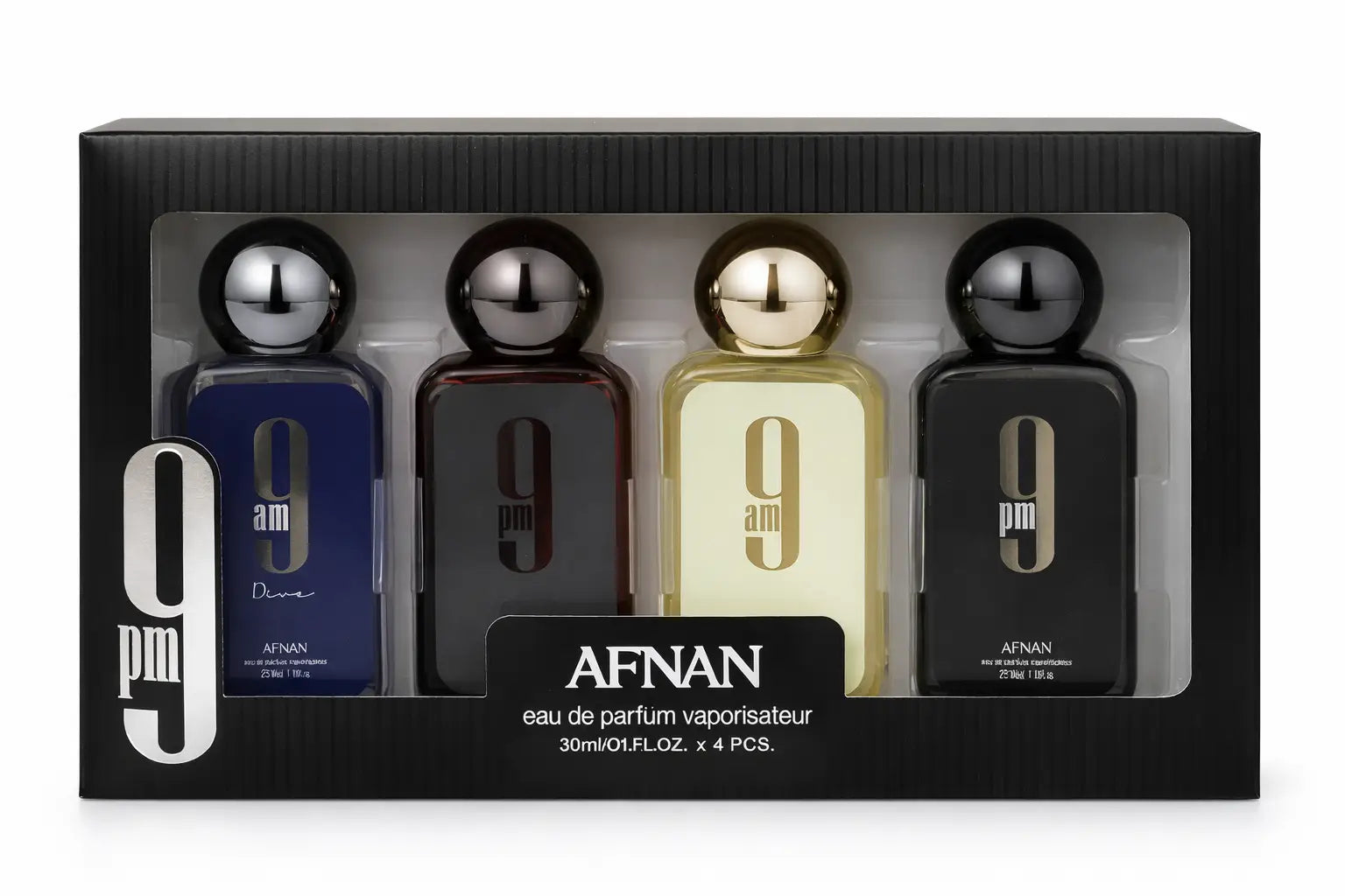 2012 Afnan 9am & 9pm Miniature Discovery Gift Set (4 x 30ml) - Unisex
