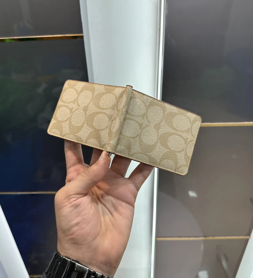Coac h Monogram Premium Money Clipper Beige With Box c453