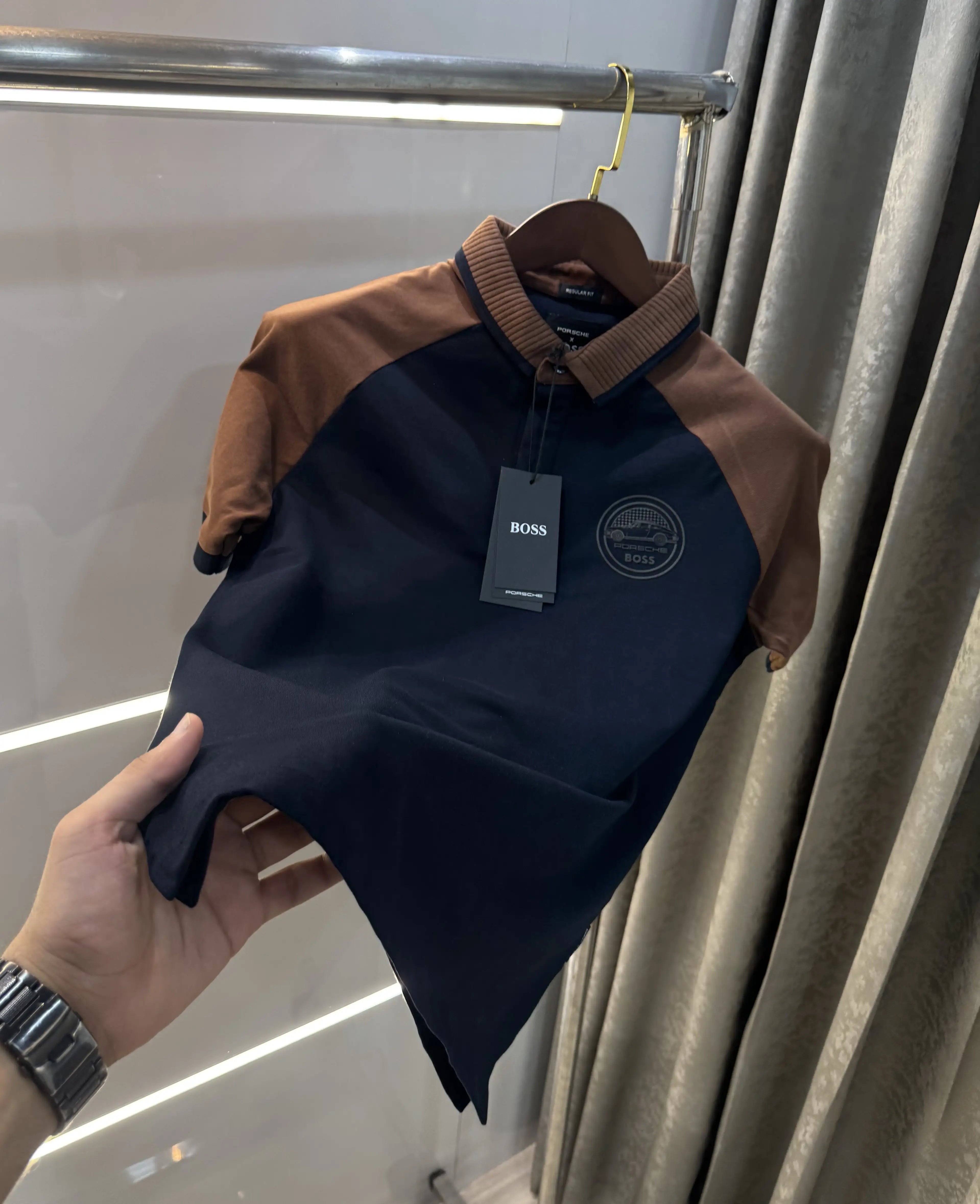 Hug o Boss Navy/ Coffee Porsch e Edition Premium Polo T-shirt Main image