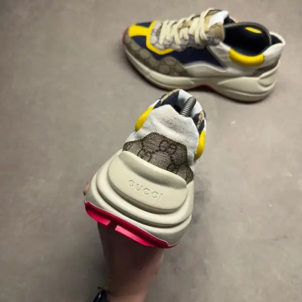 Guccci Rhyton Beige and Navy GG Sneakers Premium Quality With OG Box Secondary image
