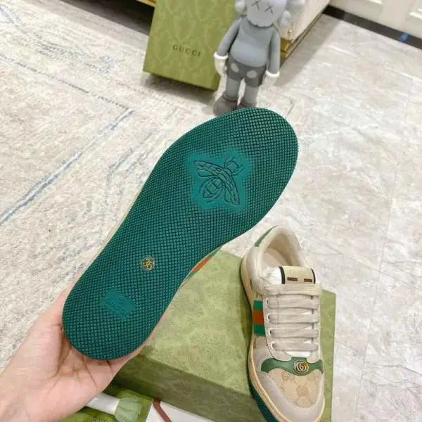 Gucc_i Screener Dirty GG Sneaker Beige Green With All Accessories