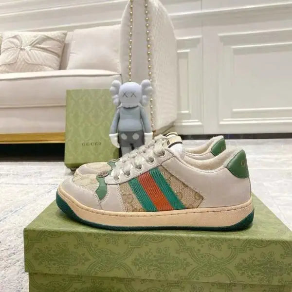 Gucc_i Screener Dirty GG Sneaker Beige Green With All Accessories