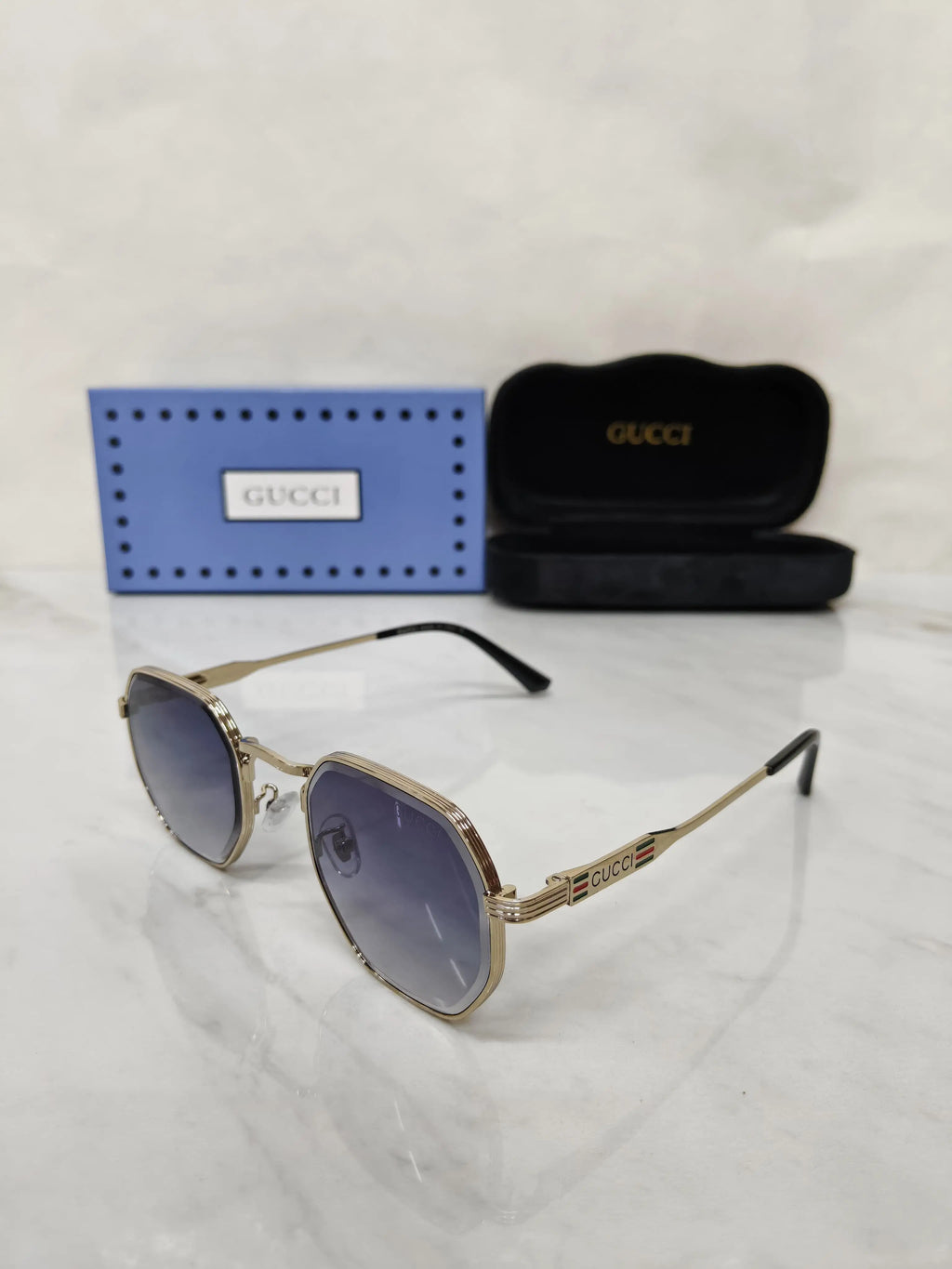 GUCCI 28002 BLUE SILVER METAL 