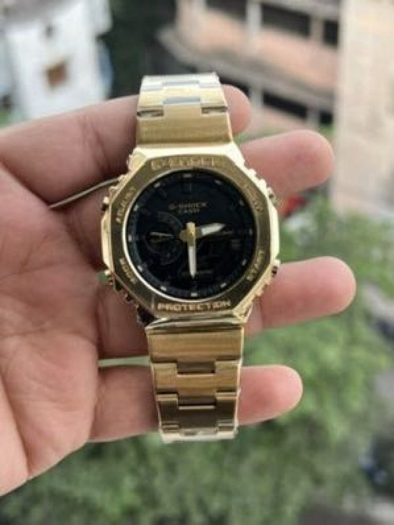 G Shock Men Quartz golden with blac