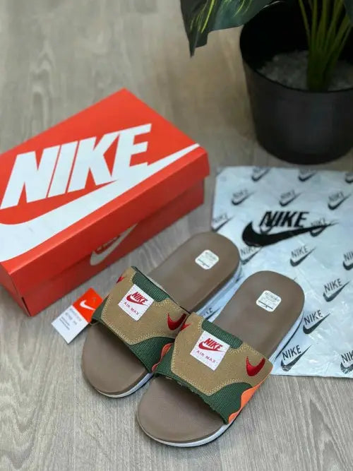 Nike Airmax 1 Premium Brown Green Orange Flip Flop 