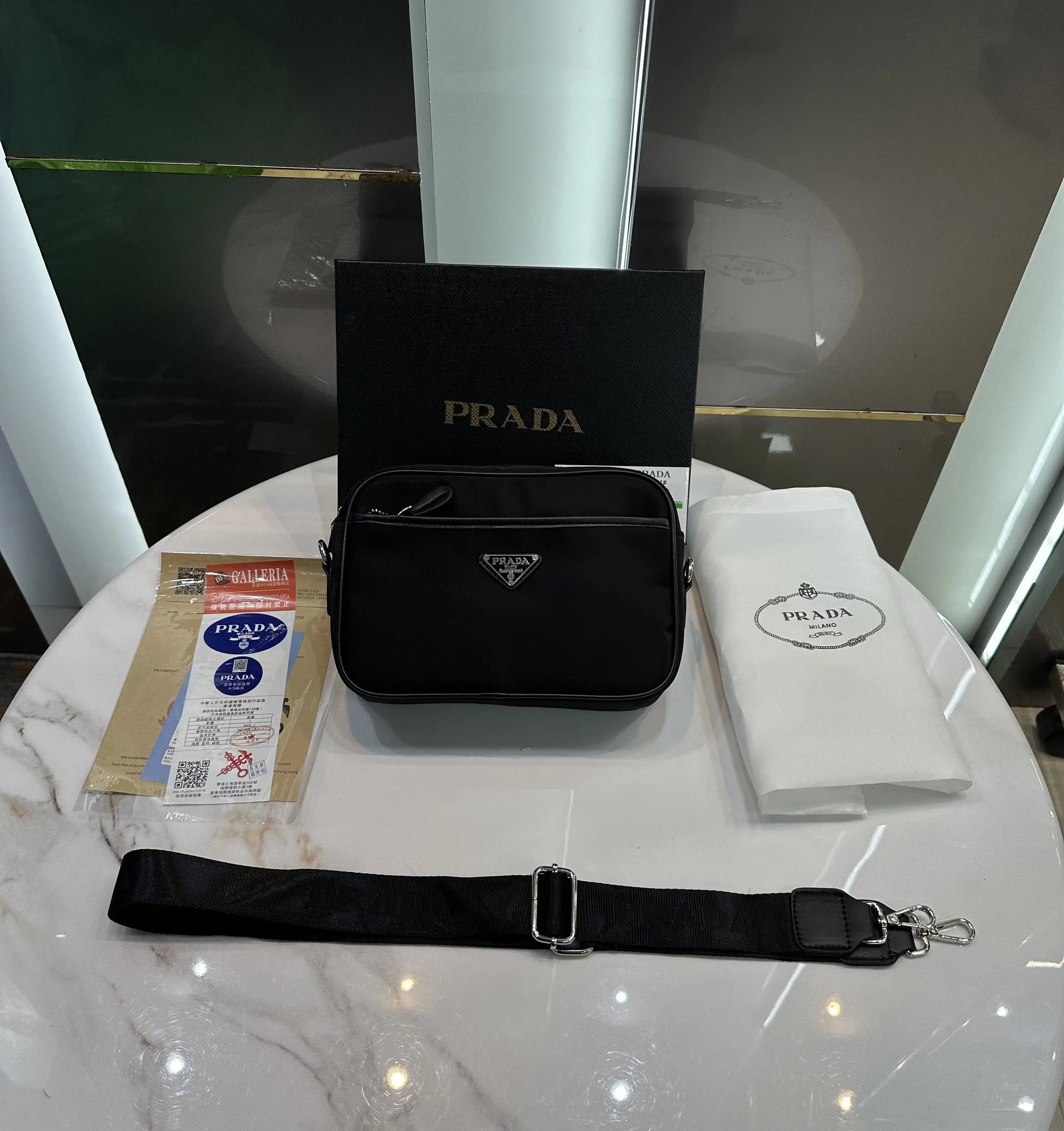 Prad a Luxury Sling Bag Black With Og Box Bill And Dust Bag p122
