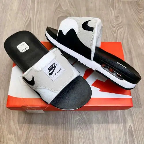 Nike Airmax 1 Premium White Black Flip Flop 