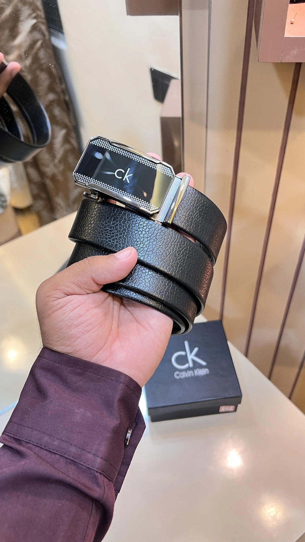 CK CALVIN KLEIN PREMIUM QUALITY IMPORTED AUTOLOCK BELT WITH OG BOX CK-122