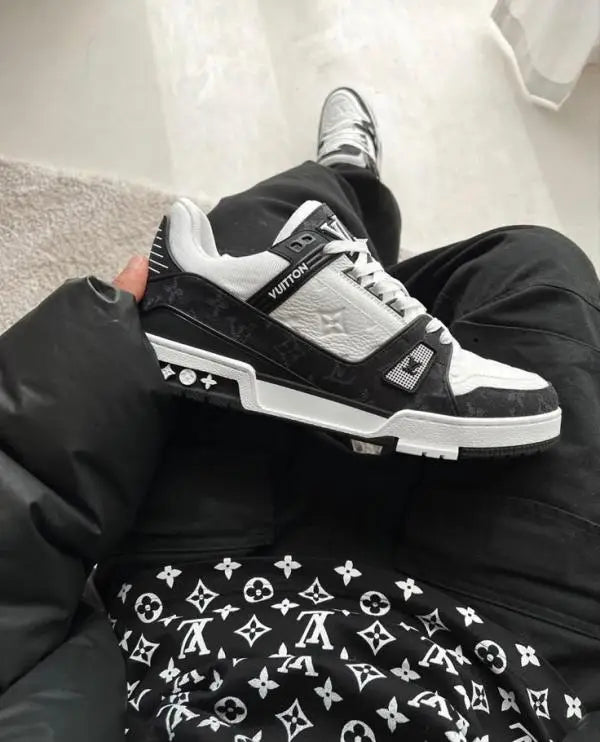 Loui s Vuittton LV Trainer Monogram White Black Denim With Accessories