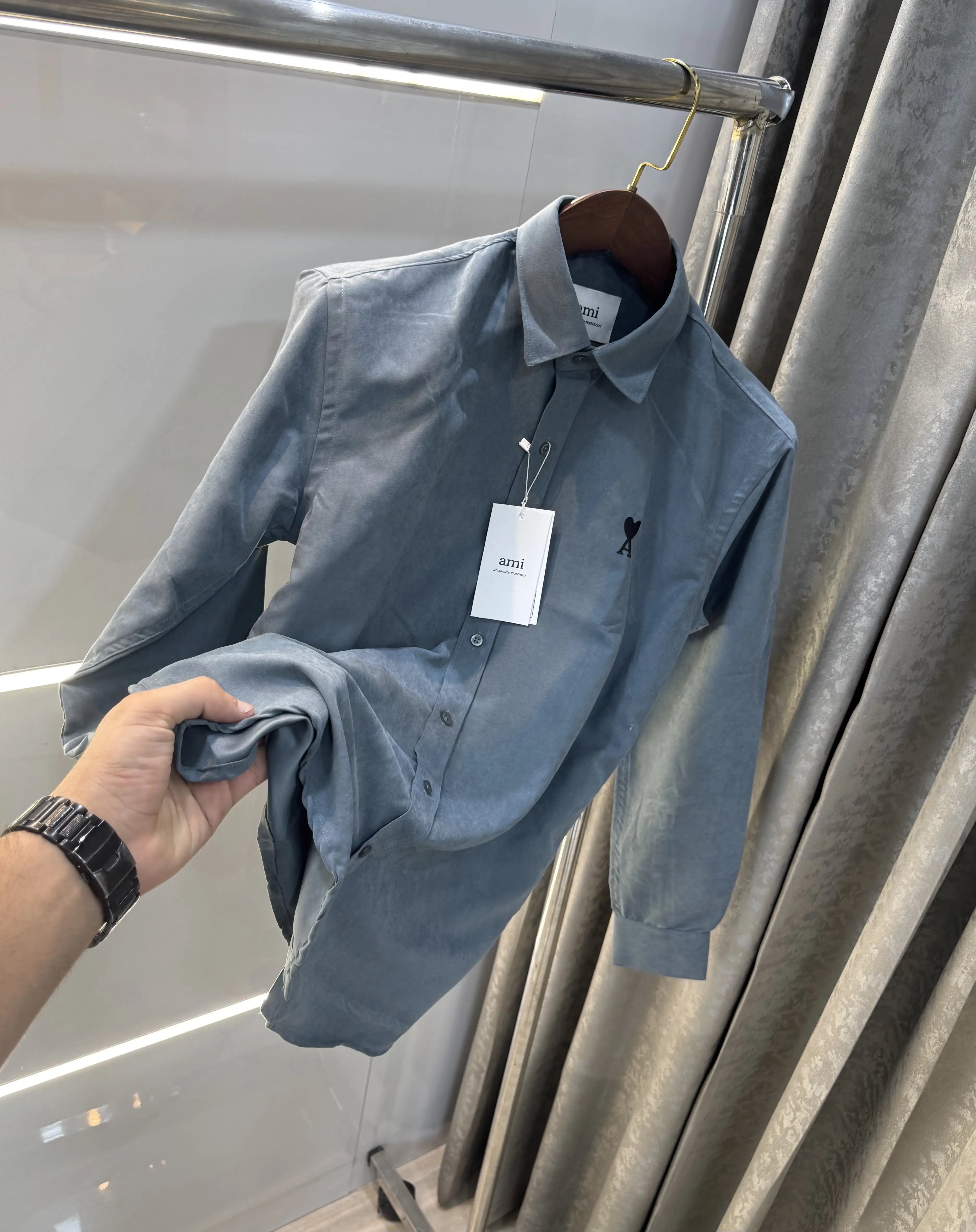 Ami Paris Dark Grey Embroidry Logo Premium Shirt Secondary image
