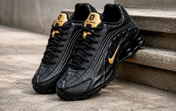 Nike_Shox R4 Black Metallic Gold