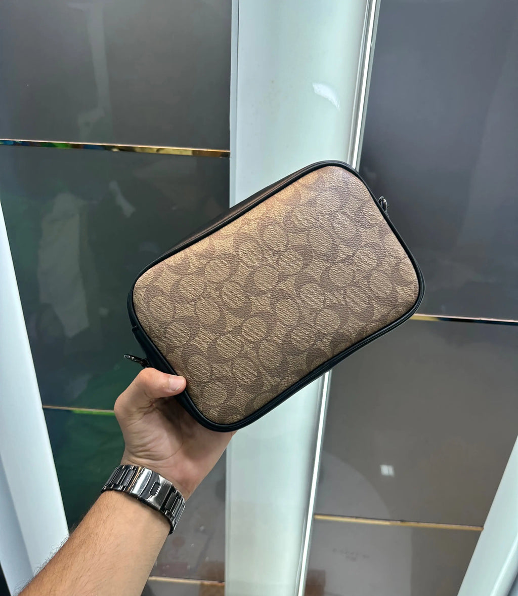 Coac h Monogram Luxury Sling Bag Black Beige With Og Box Bill And Dust Bag c122